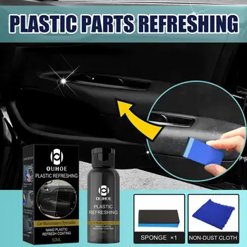 30ml/50ml Plastmasas Atsvaidzinošu apvalka | Automobiļu Atjaunošanas, Tīrīšanas Aģents | Automobiļu Interjera Tīrīšanas līdzeklis ar Sūkli